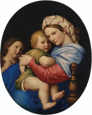 The Madonna and Child with the Infant Saint John the Baptist Oil painting by Giovanni Battista Salvi Da Sassoferrato