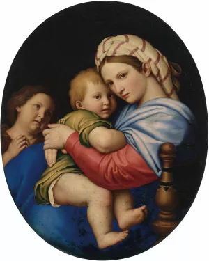 The Madonna and Child with the Infant Saint John the Baptist by Giovanni Battista Salvi Da Sassoferrato Oil Painting