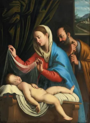 The Virgin And Saint Joseph With The Sleeping Christ Child by Giovanni Battista Salvi Da Sassoferrato Oil Painting
