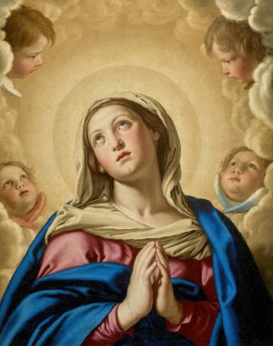 The Virgin In Prayer Surrounded by Putti by Giovanni Battista Salvi Da Sassoferrato Oil Painting