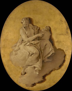 Allegorical Figure of a Woman with a Shield or a Mirror by Giovanni Battista Tiepolo Oil Painting