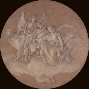 Allegorical Figures Representing Virtue and Abundance by Giovanni Battista Tiepolo Oil Painting