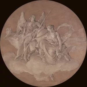 Allegorical Figures Representing Virtue and Abundance by Giovanni Battista Tiepolo Oil Painting
