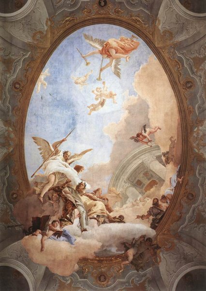 Main Product Photo of Allegory of Merit Accompanied by Nobility and Virtue Painting by Giovanni Battista Tiepolo