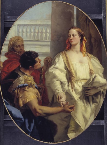 Latinus Offering his Daughter Lavinia to Aeneas in Matrimony  by Giovanni Battista Tiepolo - Hand-Painted Oil Painting Reproduction