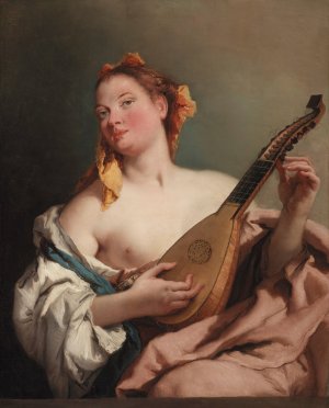 Woman with a Mandolin by Giovanni Battista Tiepolo Oil Painting