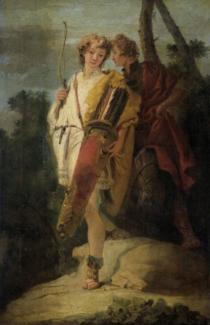 Young Man with Bow and large Quiver and his Companion with a Shield by Giovanni Battista Tiepolo Oil Painting