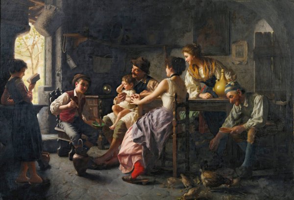 The Storyteller by Giovanni Battista Torriglia - Hand-Painted Oil Painting Reproduction