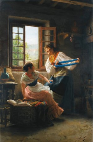 The Wool Winders by Giovanni Battista Torriglia Oil Painting
