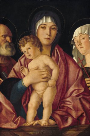 Madonna and Child with Saints by Giovanni Bellini (Follower) Oil Painting