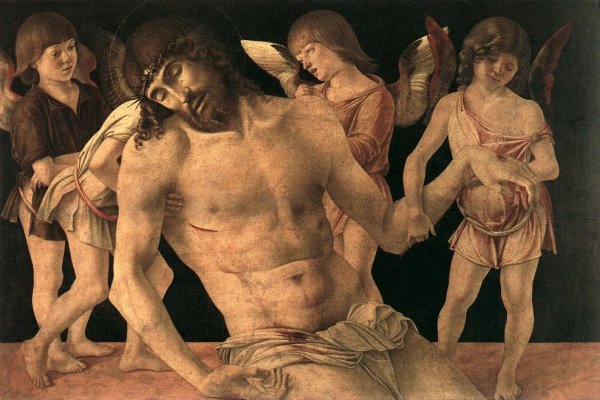 Main Product Photo of Dead Christ Supported by Angels Pieta Painting by Giovanni Bellini