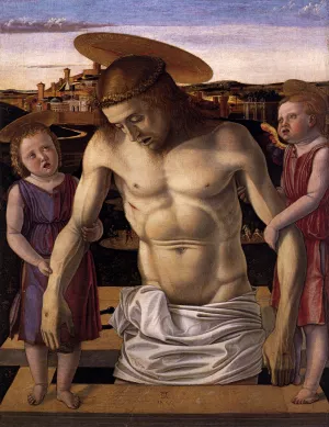 Dead Christ Supported by Two Angels Pieta by Giovanni Bellini Oil Painting