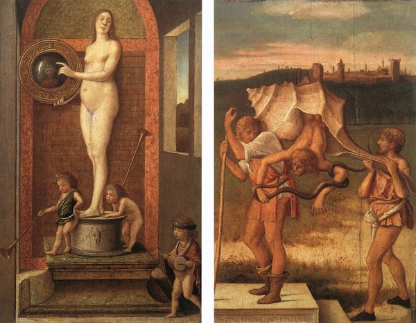 Main Product Photo of Four Allegories: Prudence and Falsehood Painting by Giovanni Bellini