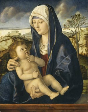 Madonna and Child in a Landscape by Giovanni Bellini Oil Painting