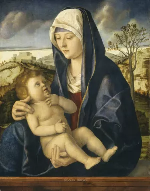 Madonna and Child in a Landscape by Giovanni Bellini Oil Painting
