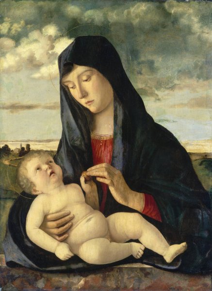 Main Product Photo of Madonna and Child in a Landscape  Painting by Giovanni Bellini