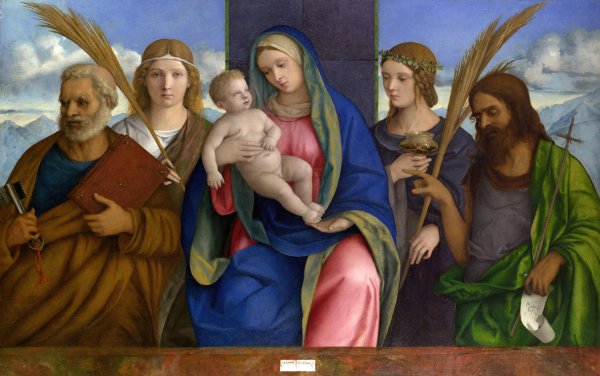 Main Product Photo of Madonna and Child with Saints Painting by Giovanni Bellini