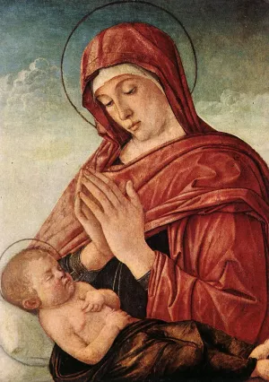 Madonna in Adoration of the Sleeping Child by Giovanni Bellini Oil Painting