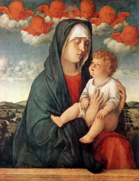 Madonna of Red Angels by Giovanni Bellini - Hand-Painted Oil Painting Reproduction
