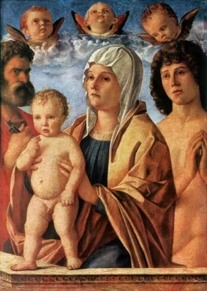 Madonna with Child and Sts Peter and Sebastian by Giovanni Bellini Oil Painting