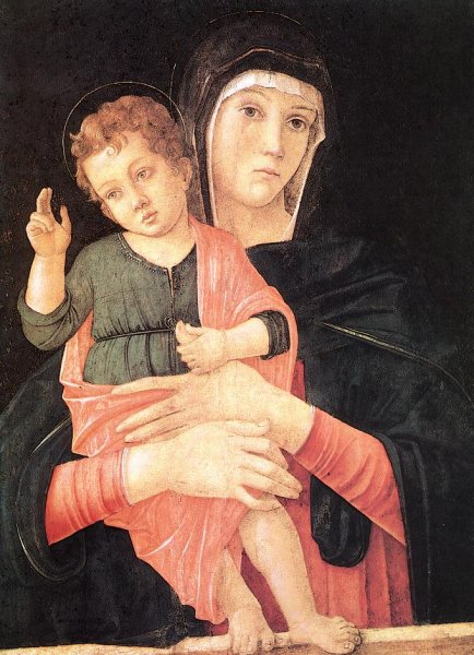 Main Product Photo of Madonna with Child Blessing Painting by Giovanni Bellini