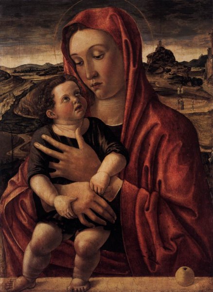 Main Product Photo of Madonna, with Child Standing on a Parapet Painting by Giovanni Bellini