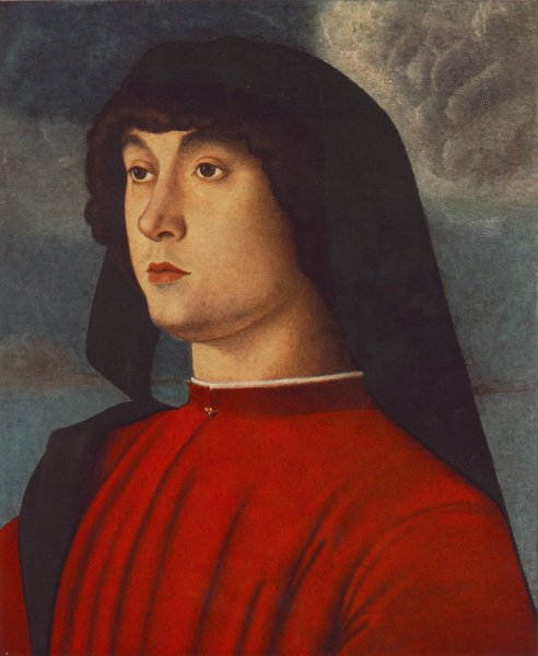 Main Product Photo of Portrait of a Young Man in Red Painting by Giovanni Bellini