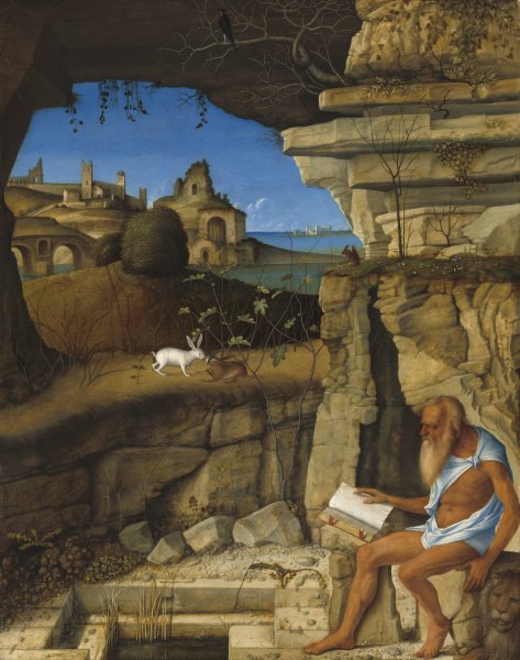 Main Product Photo of Saint Jerome Reading  Painting by Giovanni Bellini