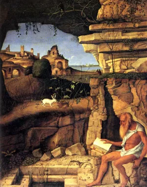 Saint Jerome Reading Oil painting by Giovanni Bellini