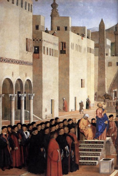 Sermon of St Mark in Alexandria Detail by Giovanni Bellini - Hand-Painted Oil Painting Reproduction
