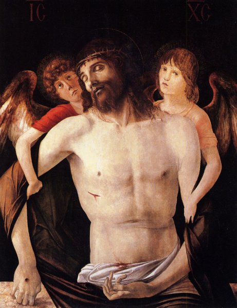 Main Product Photo of The Dead Christ Supported by Two Angels Painting by Giovanni Bellini