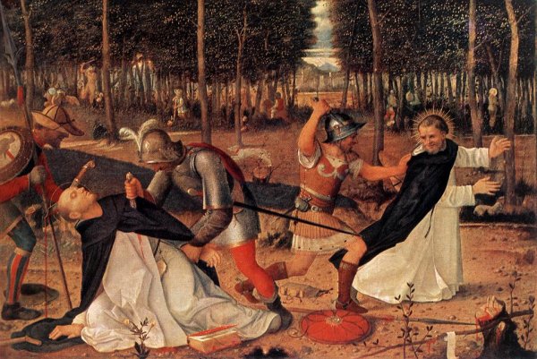 Main Product Photo of The Murder of St Peter the Martyr Painting by Giovanni Bellini