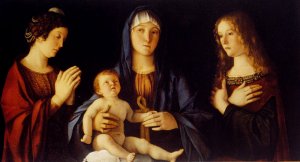 Virgin and Child Between St. Catherine and St. Mary Magdalene Oil painting by Giovanni Bellini