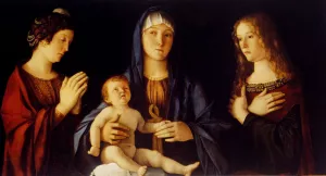 Virgin and Child Between St. Catherine and St. Mary Magdalene Oil painting by Giovanni Bellini