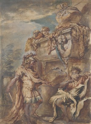 Alexander at the Tomb of Cyrus by Giovanni Benedetto Castiglione Oil Painting