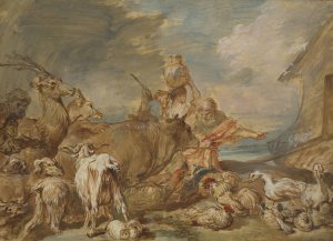 Noah Leading the Animals into the Ark by Giovanni Benedetto Castiglione Oil Painting