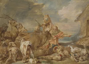 Noah Leading the Animals into the Ark by Giovanni Benedetto Castiglione Oil Painting