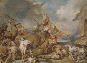 Noah Leading the Animals into the Ark by Giovanni Benedetto Castiglione Oil Painting