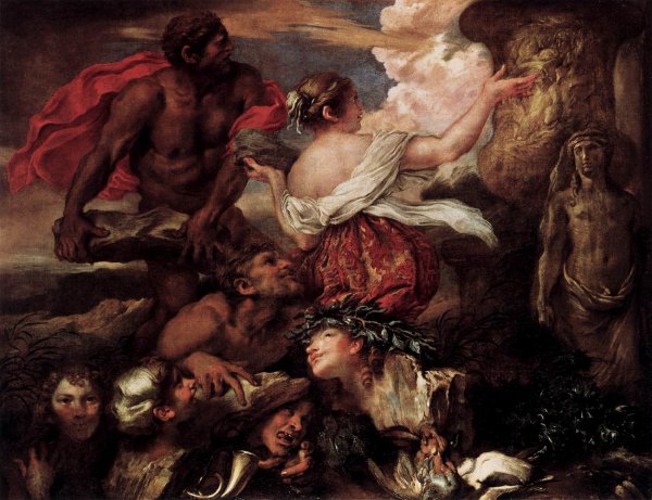 Main Product Photo of Pyrrha and Deucalion Painting by Giovanni Benedetto Castiglione
