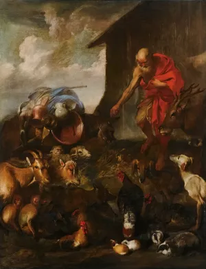 The Animals Entering Noah's Ark by Giovanni Benedetto Castiglione Oil Painting