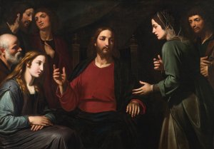 Christ In The House Of Mary And Martha by Giovanni Bernardino Azzolino Oil Painting