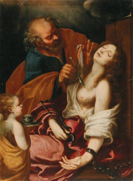 Saint Peter Healing Saint Agatha by Giovanni Bilivert - Hand-Painted Oil Painting Reproduction