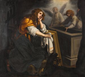 Mary Magdalene at the Tomb, with Two Angels by Giovanni Biliverti Oil Painting