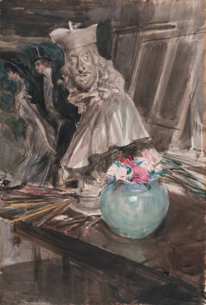 A Corner Of The Artist's Studio With A Bust Of Leopoldo De Medici by Giovanni Boldini Oil Painting