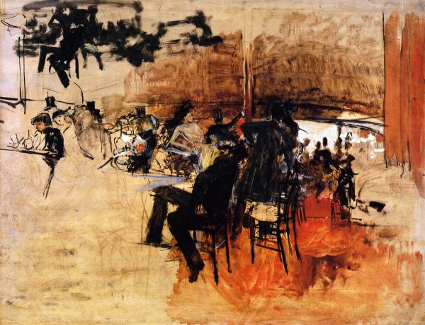 Main Product Photo of Cafe Scene Study for The Red Cafe Painting by Giovanni Boldini