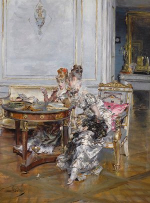 Confidences by Giovanni Boldini Oil Painting