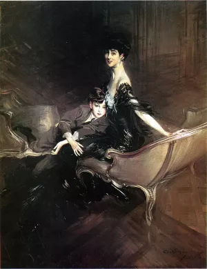 Consuelo, Duchess of Marlborough, with Her Son Ivor Spencer-Churchill by Giovanni Boldini - Oil Painting Reproduction