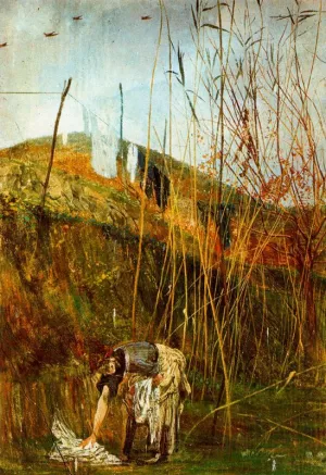 Contadina che Raccoglie il Bucato by Giovanni Boldini - Oil Painting Reproduction
