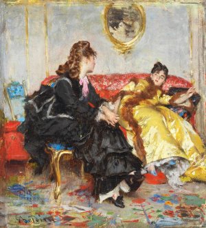 Due signore sedute in un interno by Giovanni Boldini Oil Painting