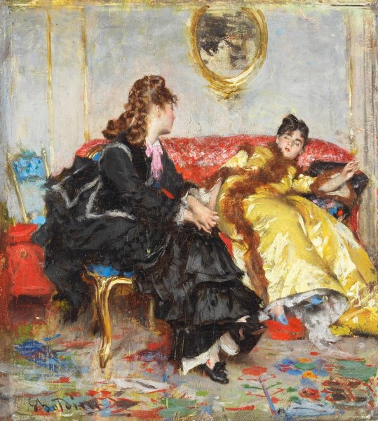 Main Product Photo of Due signore sedute in un interno Painting by Giovanni Boldini